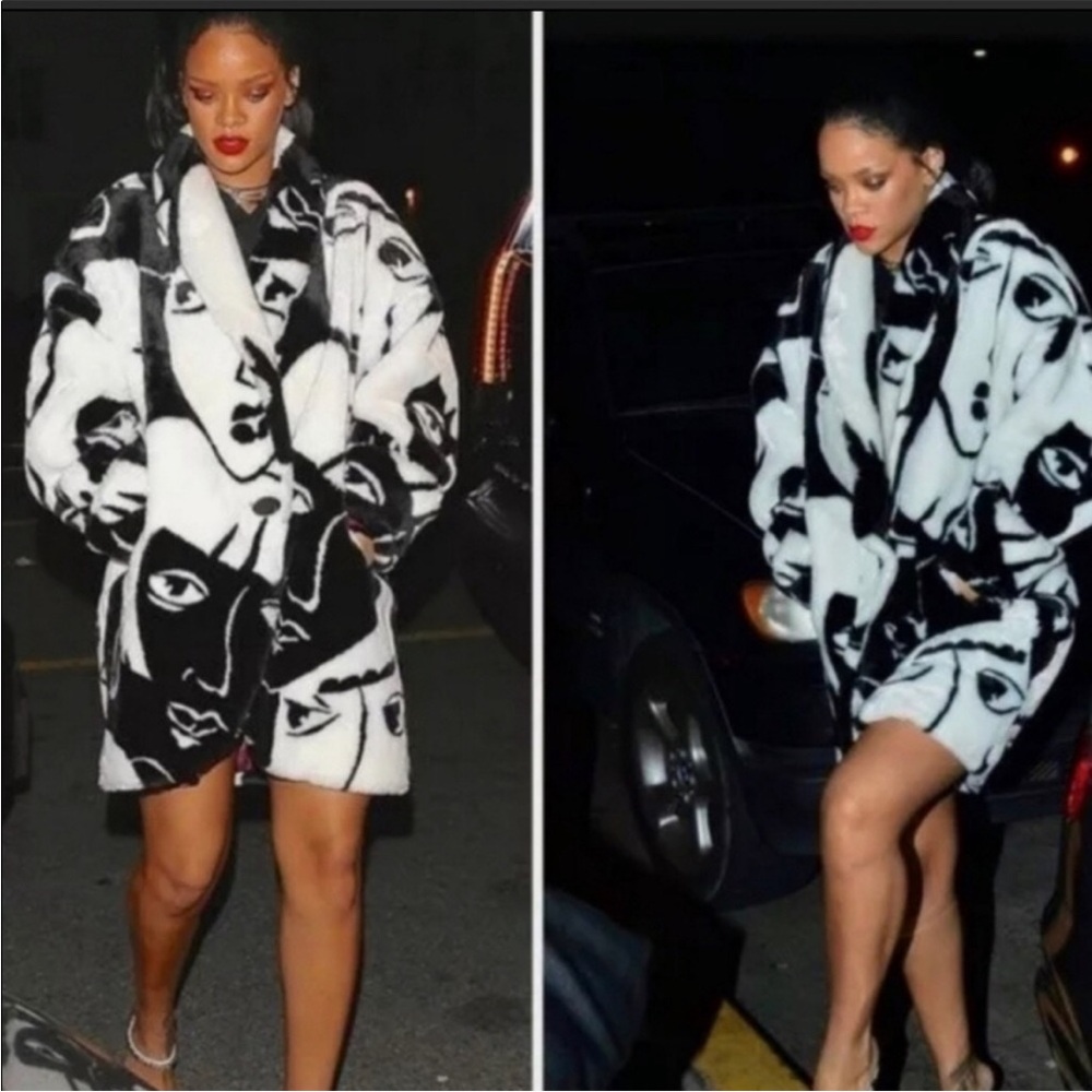 Vintage Donnybrook Faces Faux Fur Oversized Coat